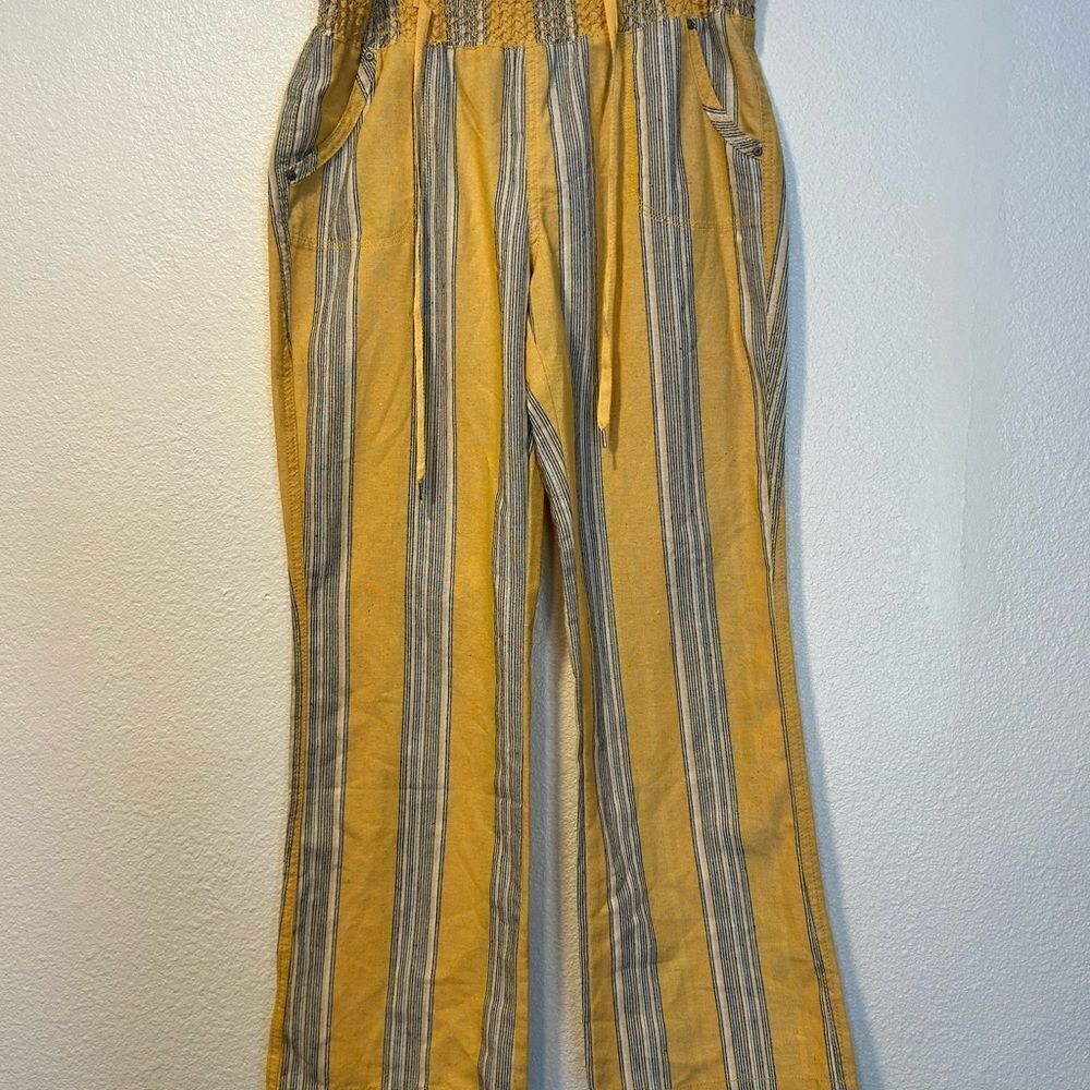 Striped Yellow and Gray linen Pants